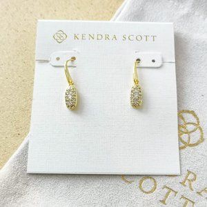 NEW Kendra Scott Gold White Crystal Grayson Drop Earrings